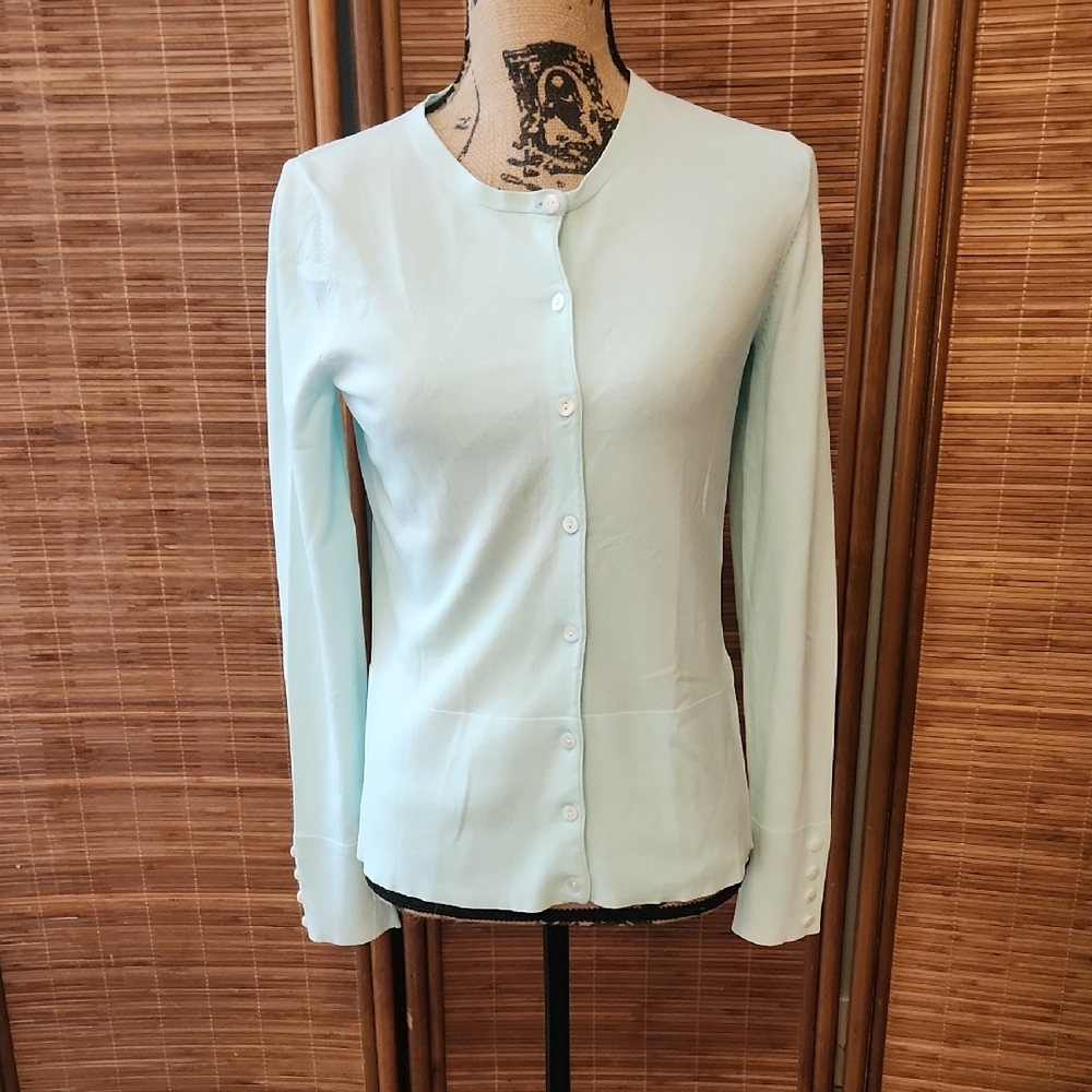Worthington Cardingan Pale Blue Medium Button Down Long Sleeve Sweater